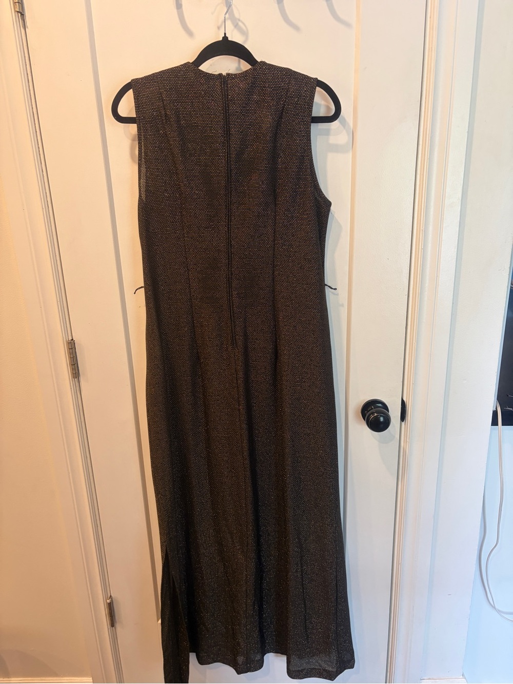 Vintage 70s Black Metallic Maxi Dress with Gold Belt - Picture 5 of 15
